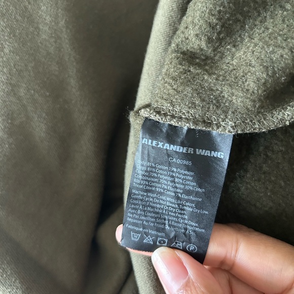 Mens Alexander Wang Fleece Army Dark Green Khaki Sweatshirt L ($800 value) - Picture 9 of 10